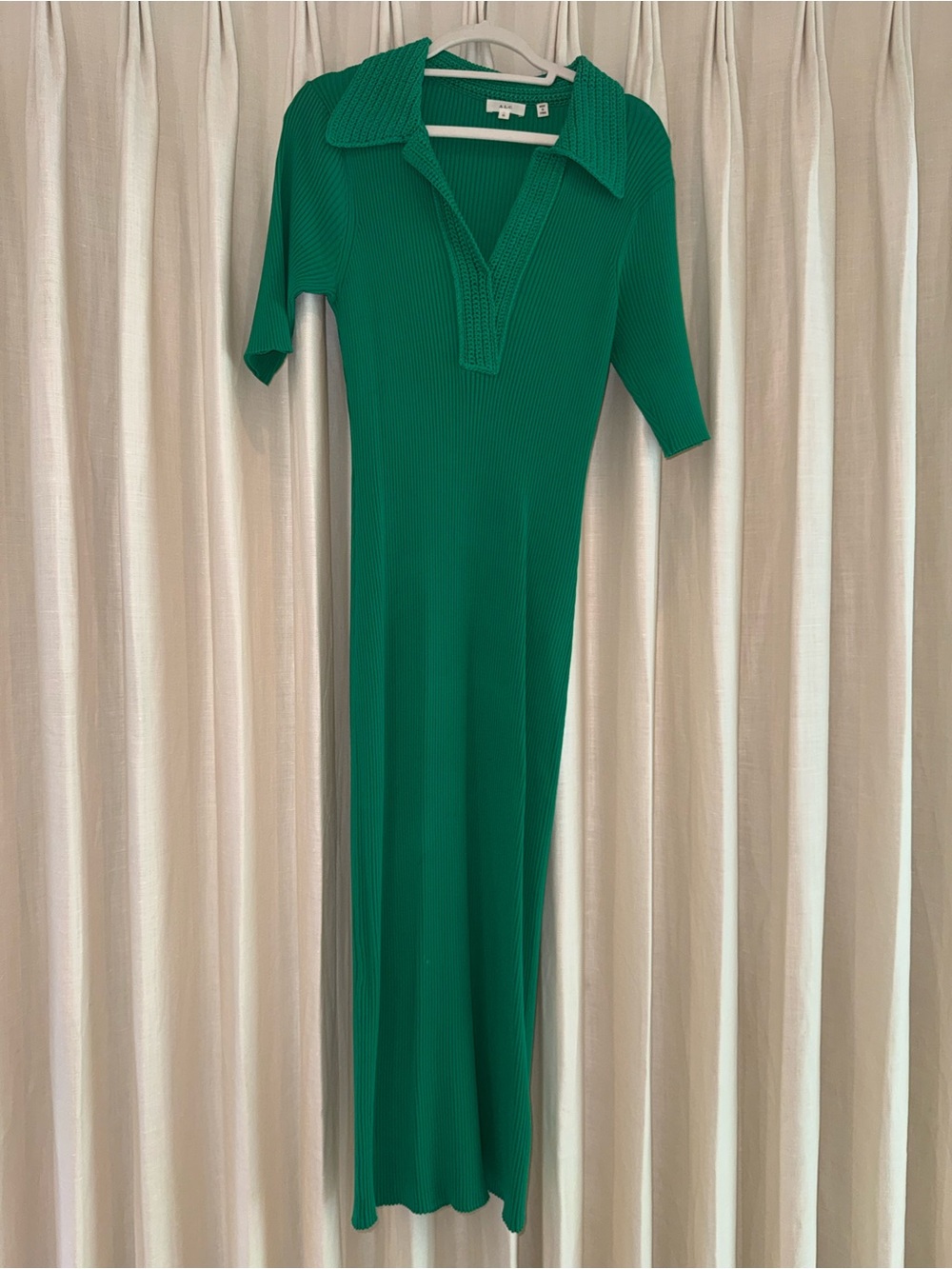 ALC Green Ribbed Polo Maxi Dress